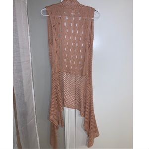 Pink Crochet Asymmetric Cardigan